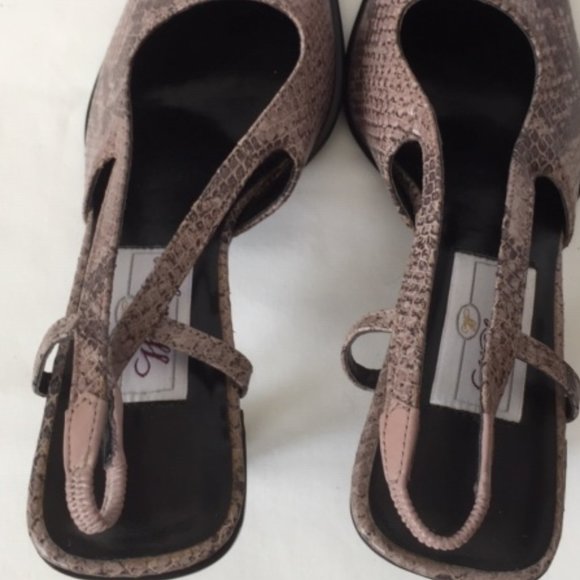 Worthington Square Toe Soft Lavender/Grey Skin Slingback Heels - Picture 6 of 15